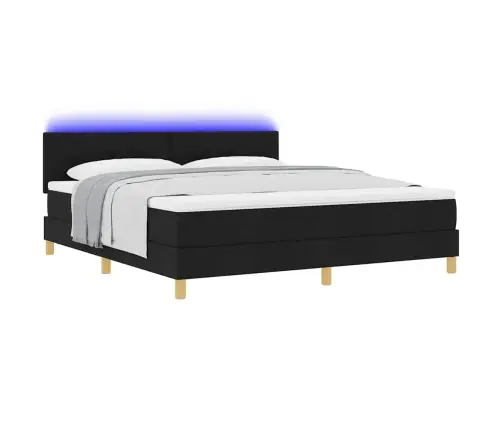 Led Box Spring Voodi Madratsiga Lediga Must 180 X 200 Cm Kangas