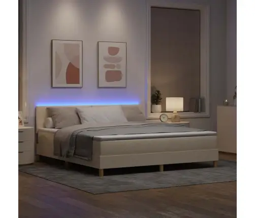Led Gultas Pamatne Ar Matraci Krēmkrāsa 180 X 200 Cm Audums Vidaxl