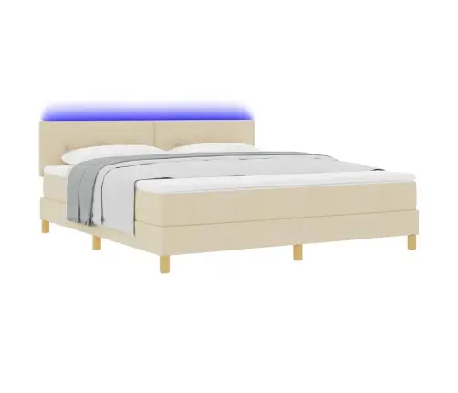 Led Gultas Pamatne Ar Matraci Krēmkrāsa 180 X 200 Cm Audums Vidaxl