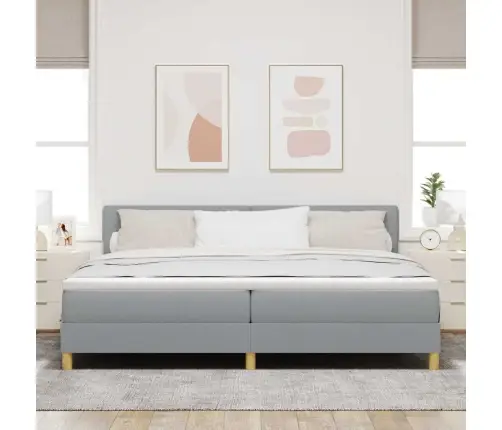 Kastveida Gulta Ar Matraci Un Led Gaismu, Gaiši Pelēka, 200X200 Cm, Audums Vidaxl