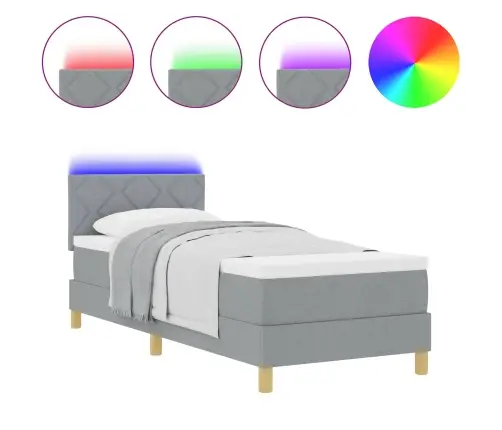 Kastes Gulta Ar Matraci & Led Gaiši Pelēks 80X200 Cm Audums Vidaxl