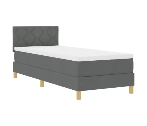 Kastes Atsperu Gulta Ar Matraci & Led Tumši Pelēks 80X200 Cm Audums Vidaxl