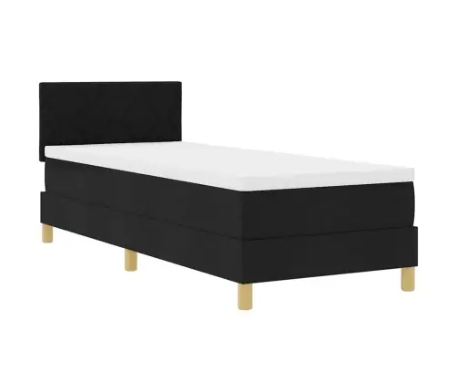 Box Spring Gulta Ar Matraču & Led Melnā 80X200 Cm Audums Vidaxl