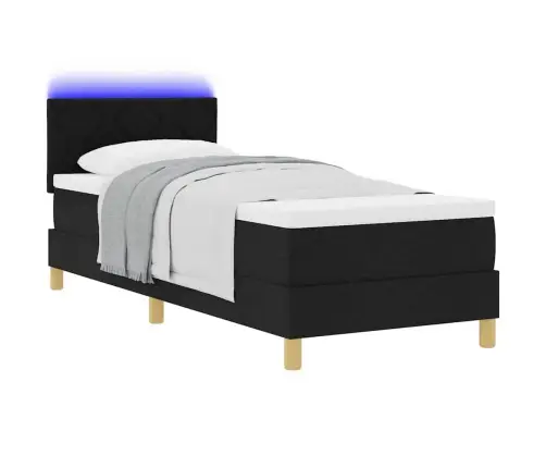 Box Spring Gulta Ar Matraču & Led Melnā 80X200 Cm Audums Vidaxl