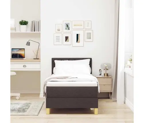 Kastes Atsperu Gulta Ar Matraci Un Led Tumši Brūnā 80X200 Cm Audumā Vidaxl Kastes Atsperu Gulta Ar Matraci Un Led Tumši Brūnā 80X200 Cm Audumā Vidaxl