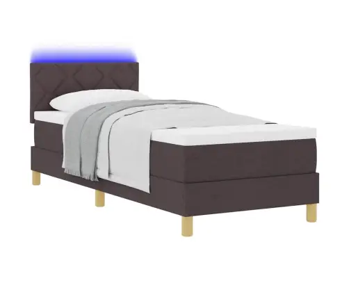 Kastes Atsperu Gulta Ar Matraci Un Led Tumši Brūnā 80X200 Cm Audumā Vidaxl Kastes Atsperu Gulta Ar Matraci Un Led Tumši Brūnā 80X200 Cm Audumā Vidaxl