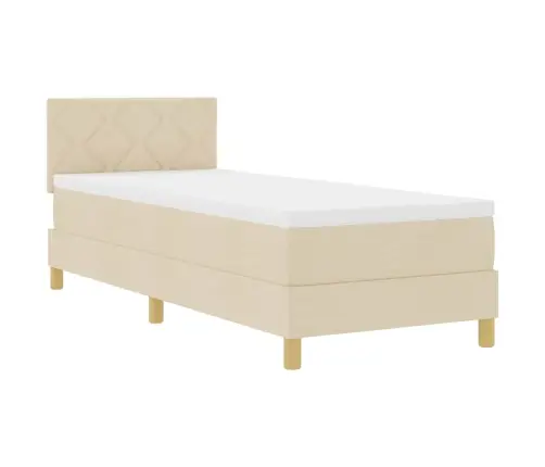 Kastīšu Atsperu Gulta Ar Matraci & Led Krēmkrāsas 80X200 Cm Audums Vidaxl