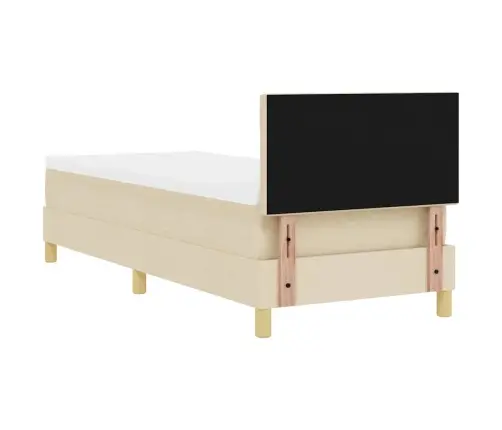 Kastīšu Atsperu Gulta Ar Matraci & Led Krēmkrāsas 80X200 Cm Audums Vidaxl