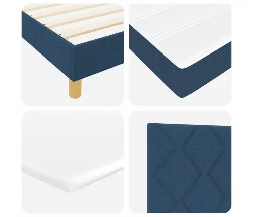 Led Box Spring Voodi Madratsiga Peaga Sinine 80 X 200 Cm Kangas