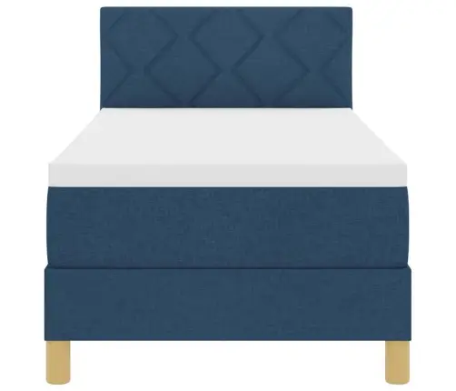 Led Box Spring Voodi Madratsiga Peaga Sinine 80 X 200 Cm Kangas