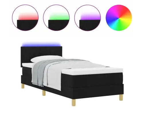 Gultas Matracis Ar Matraci Un Led Melns 90X190 Cm Audums Vidaxl