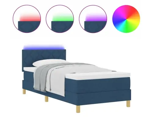 Led Gultas Pamatne Ar Matraci Zila 90 X 190 Cm Audums Vidaxl