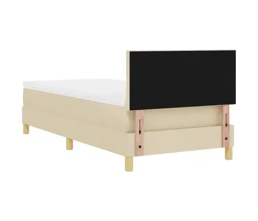 Led Box Spring Voodi Madratsiga Peaga Cream 90 X 200 Cm Kangas