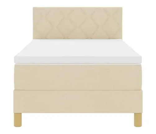 Led Box Spring Voodi Madratsiga Peaga Cream 90 X 200 Cm Kangas
