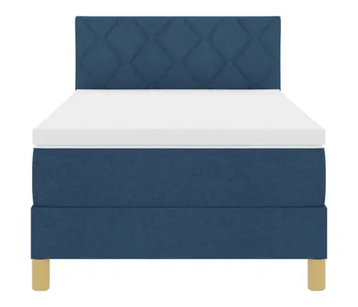 Kastē Iebūvēta Gulta Ar Matraci & Led Zilu 100X200 Cm Audumam Vidaxl