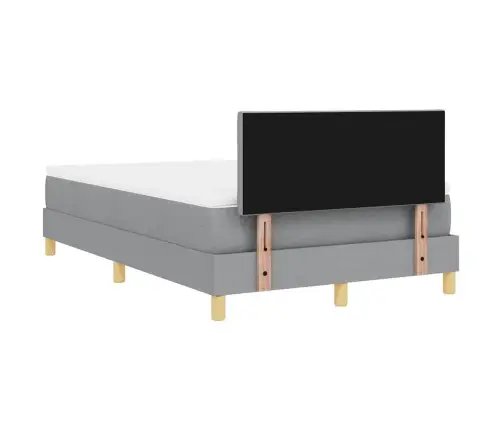 Led Box Spring Voodi Madratsiga Helehall 120 X 190 Cm Kangas