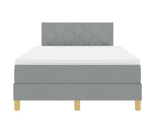 Led Box Spring Voodi Madratsiga Helehall 120 X 190 Cm Kangas
