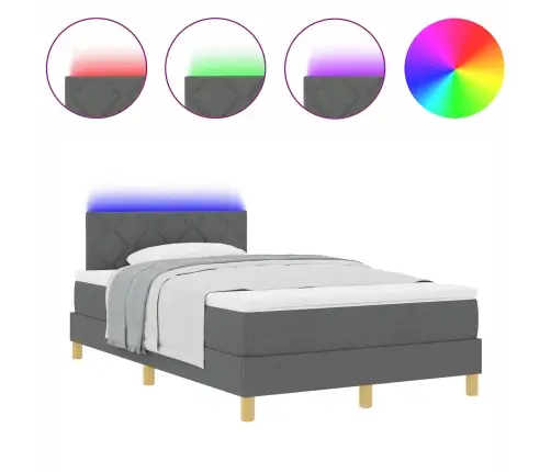 Led Box Spring Voodi Madratsiga Tumehall 120 X 190 Cm Kangas