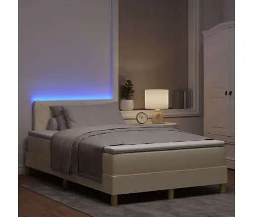 Led Box Spring Voodi Madratsiga Peaga Cream 120 X 190 Cm Kangas