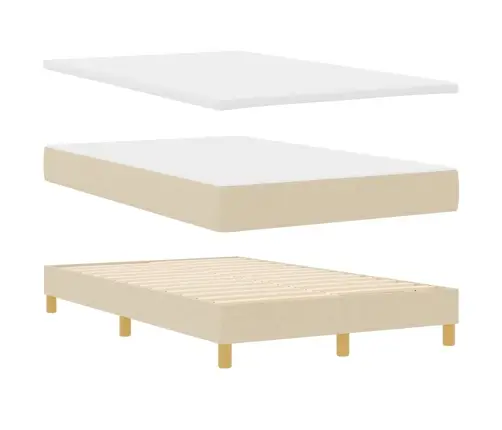 Led Box Spring Voodi Madratsiga Peaga Cream 120 X 190 Cm Kangas