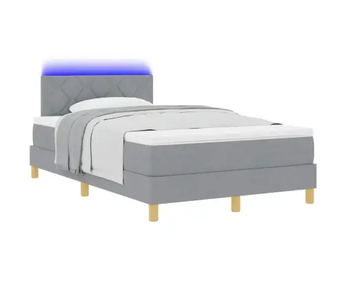 Led Box Spring Voodi Madratsiga Helehall 120 X 200 Cm Kangas