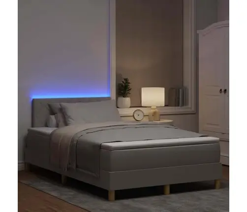 Kastes Atsperu Gulta Ar Matraci & Led Pelēkbrūns 120X200 Cm Audums Vidaxl