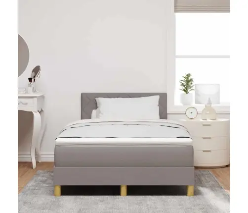 Kastes Atsperu Gulta Ar Matraci & Led Pelēkbrūns 120X200 Cm Audums Vidaxl
