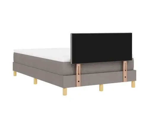 Kastes Atsperu Gulta Ar Matraci & Led Pelēkbrūns 120X200 Cm Audums Vidaxl