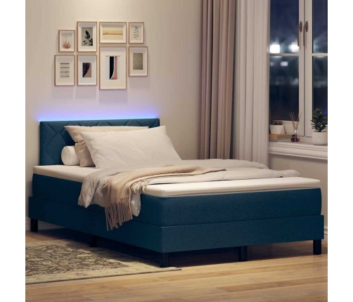 Kastes Atsperu Gulta Ar Matraci Un Led Pusnakts Zils 120X200 Cm Audumu Vidaxl