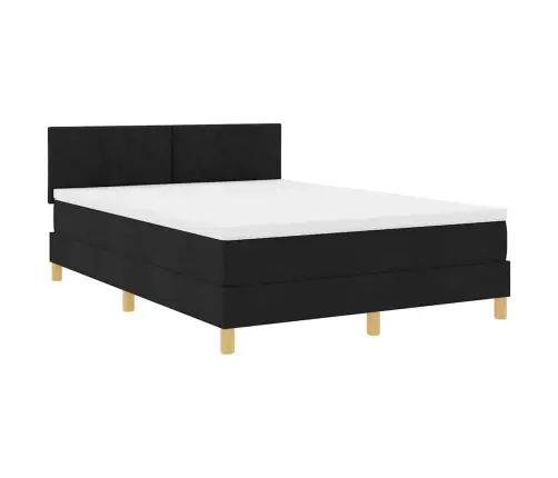 Led Box Spring Voodi Madratsiga Peaga Must 140 X 200 Cm Kangas