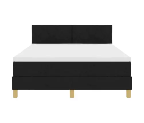 Led Box Spring Voodi Madratsiga Peaga Must 140 X 200 Cm Kangas
