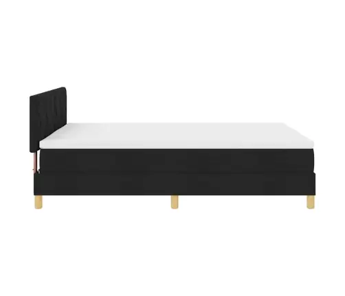 Led Box Spring Voodi Madratsiga Peaga Must 140 X 200 Cm Kangas