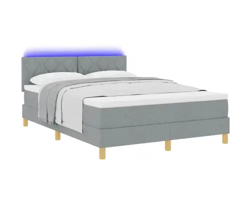 Kastīšu Gulta Ar Matraci Un Led Gaismu Pelēkā Krāsā 160X200 Cm Audumā Vidaxl