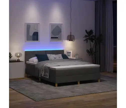 Led Čiužinio Lova Su Led Tamsiai Pilka 160 X 200 Cm Audinys