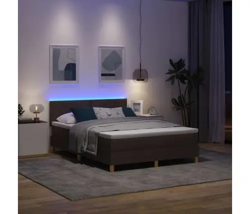 Kastīšu Atsperes Gulta Ar Matraci Un Led Tumši Brūns 160X200 Cm Audums Vidaxl