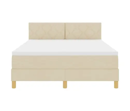 Kastītes Atsperu Gulta Ar Matraci Krēmkrāsa 160 X 200 Cm Audums Vidaxl