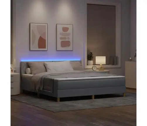 Kastes Pavasara Gulta Ar Matraču Un Led Gaiši Pelēkā Krāsā 180X200 Cm Audums Vidaxl