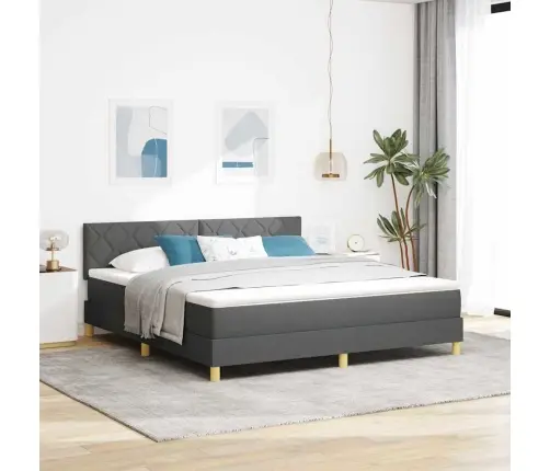 Gulta Ar Kasti Un Matraci & Led Tumši Pelēka 180X200 Cm Auduma Vidaxl