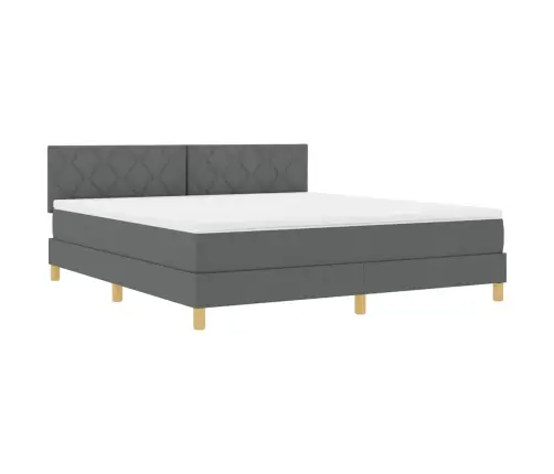 Gulta Ar Kasti Un Matraci & Led Tumši Pelēka 180X200 Cm Auduma Vidaxl
