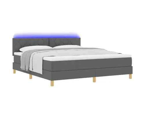 Gulta Ar Kasti Un Matraci & Led Tumši Pelēka 180X200 Cm Auduma Vidaxl