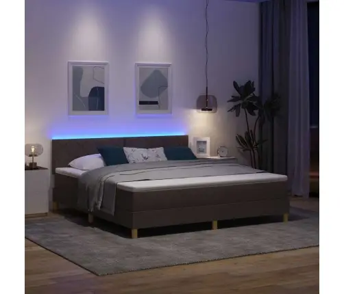 Kastes Atsperu Gulta Ar Matraci Un Led Tumši Brūns 180X200 Cm Audums Vidaxl