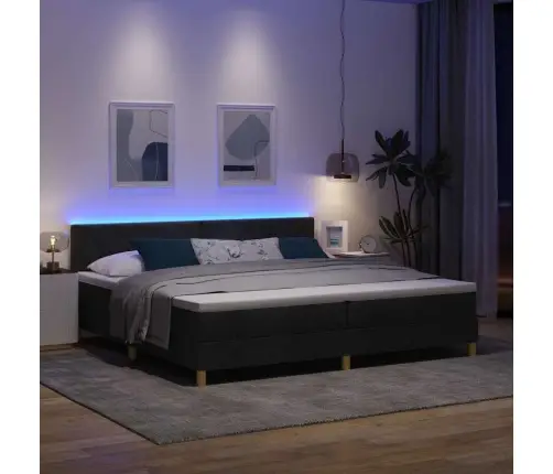 Lodziņgulta Ar Matraci Un Led Melna 200X200 Cm Audums Vidaxl