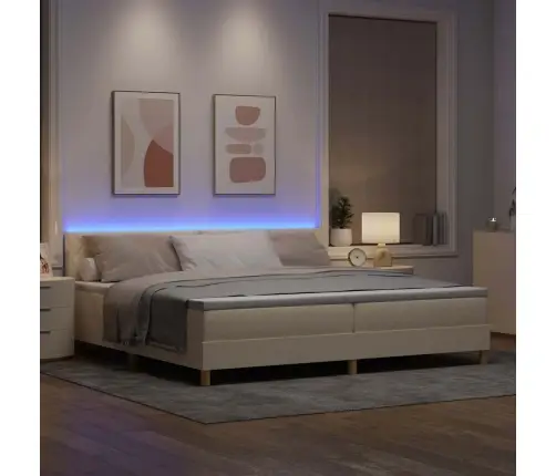 Led Gultas Pamatne Ar Matraci Krēmkrāsa 200 X 200 Cm Audums Vidaxl