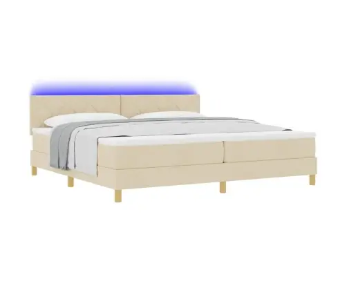 Led Gultas Pamatne Ar Matraci Krēmkrāsa 200 X 200 Cm Audums Vidaxl