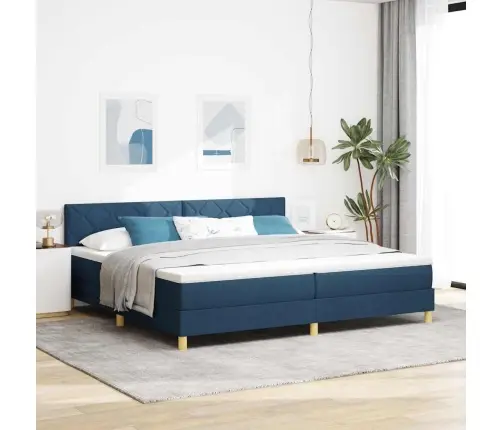 Kastveida Gulta Ar Matrača Un Led Zila 200X200 Cm Audums Vidaxl