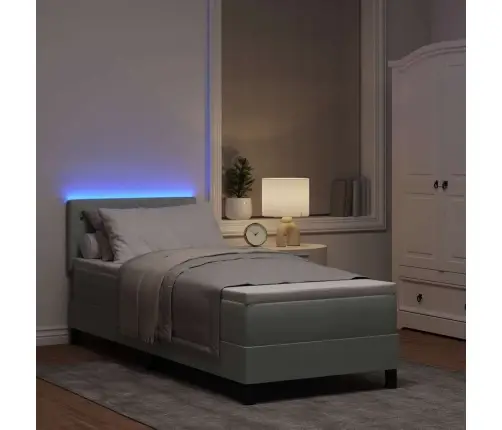 Led Box Spring Voodi Madratsiga Helehall 80 X 200 Cm Samet