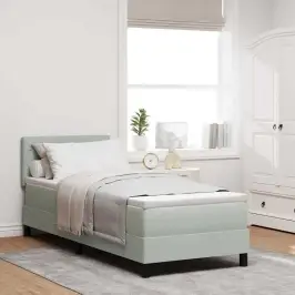 Kastītes Atsperu Gulta Gaiši Pelēka 80 X 200 Cm Samts Vidaxl