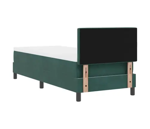 Gultas Pamatne Ar Matraci Un Led Tumši Zaļā Krāsā 80X200 Cm No Samta Vidaxl