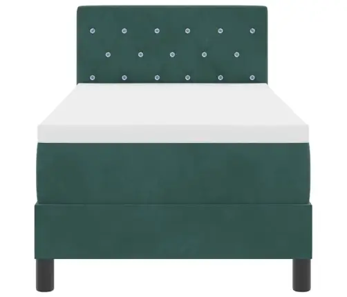 Gultas Pamatne Ar Matraci Un Led Tumši Zaļā Krāsā 80X200 Cm No Samta Vidaxl