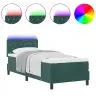 Gultas Pamatne Ar Matraci Un Led Tumši Zaļā Krāsā 80X200 Cm No Samta Vidaxl